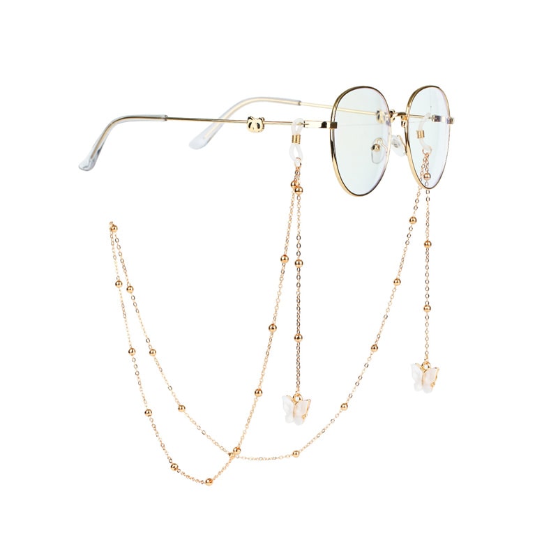 attache lunettes bijoux fantaisie papillon blanc