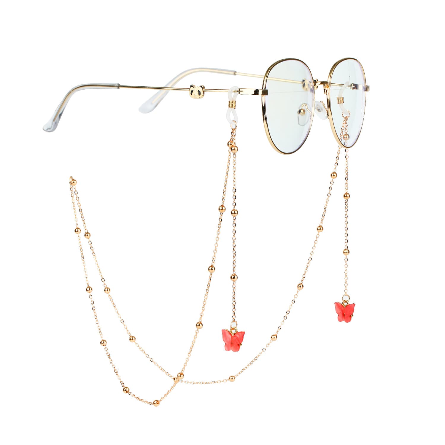 attache lunettes bijoux fantaisie papillon rouge