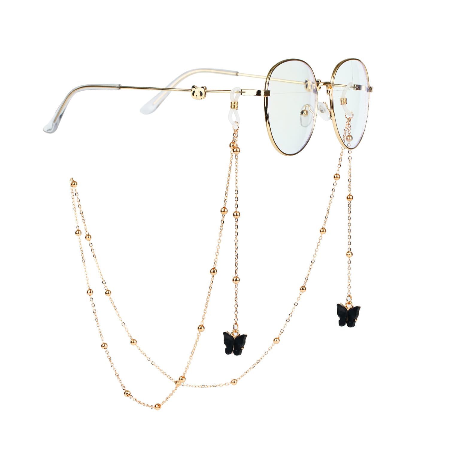 attache lunettes bijoux fantaisie papillon noir