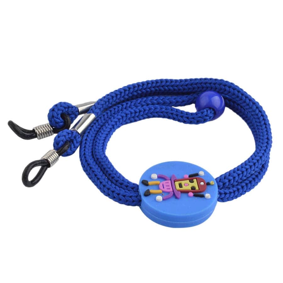 attache lunettes enfant bleu