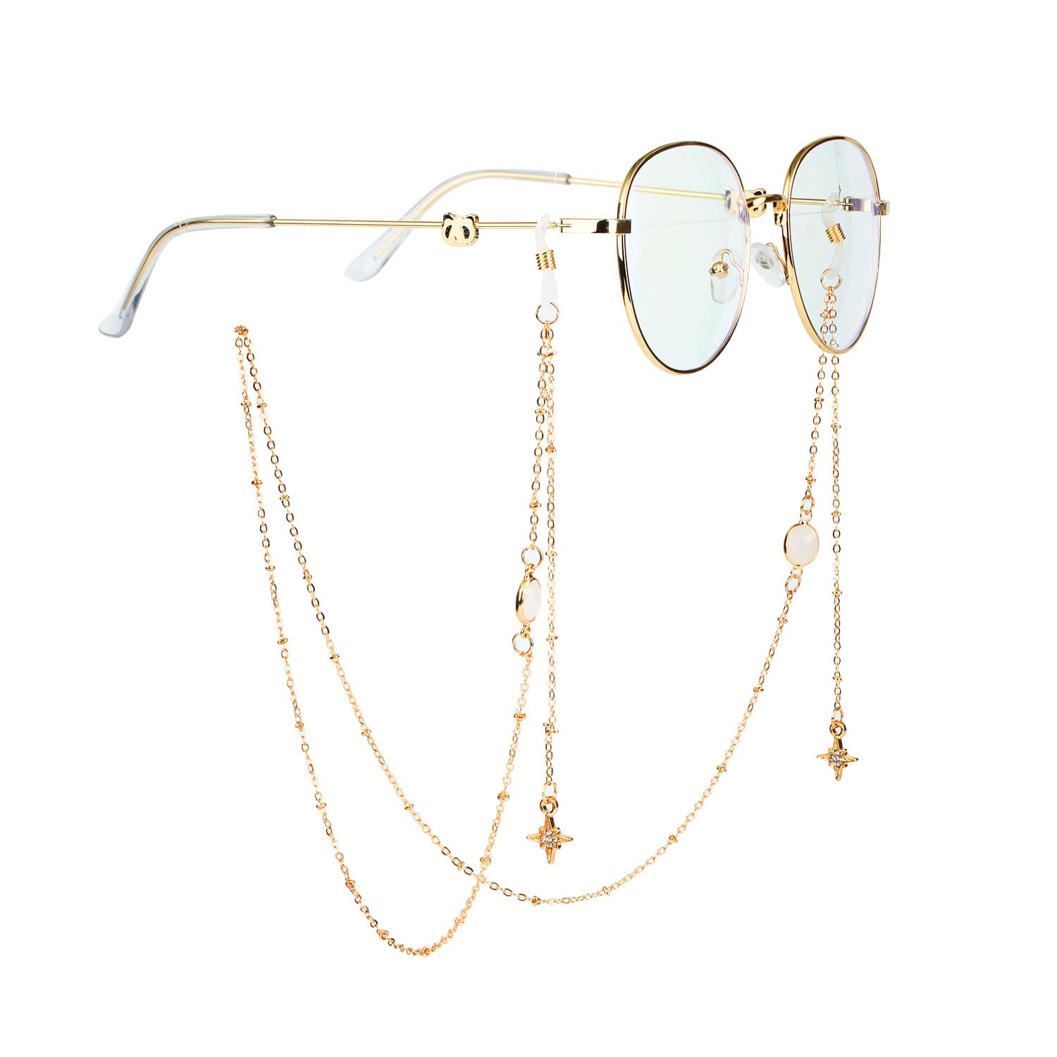 bijoux pour branches de lunettes blanc
