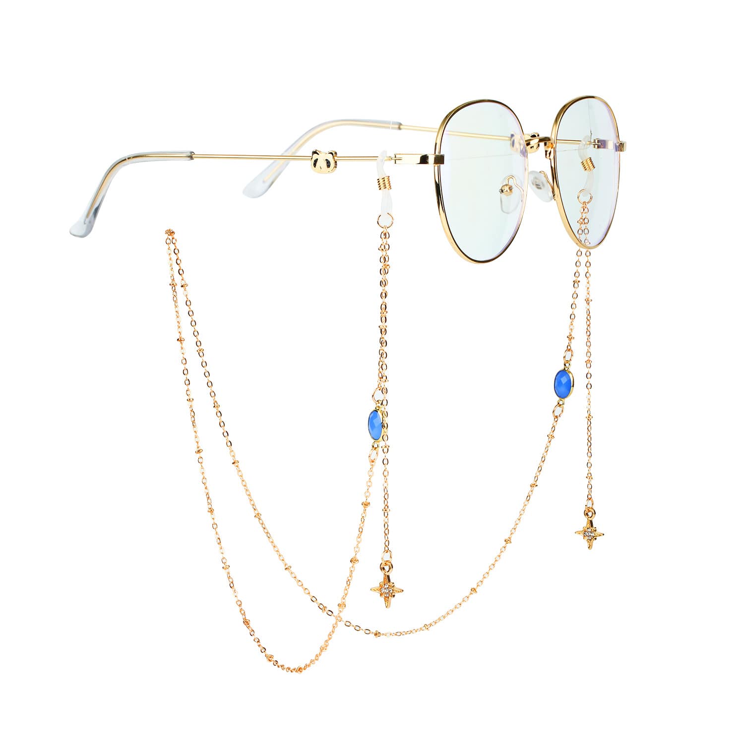 bijoux pour branches de lunettes bleu