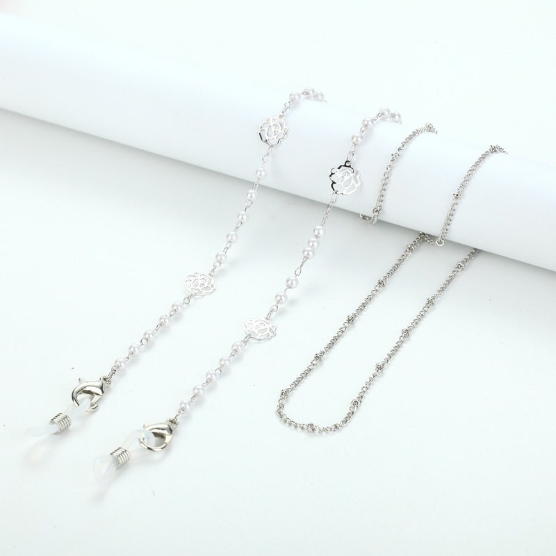 chaine lunette argent fleur