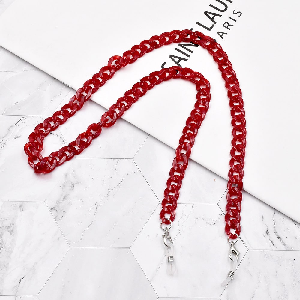 chaine lunette écaille rouge