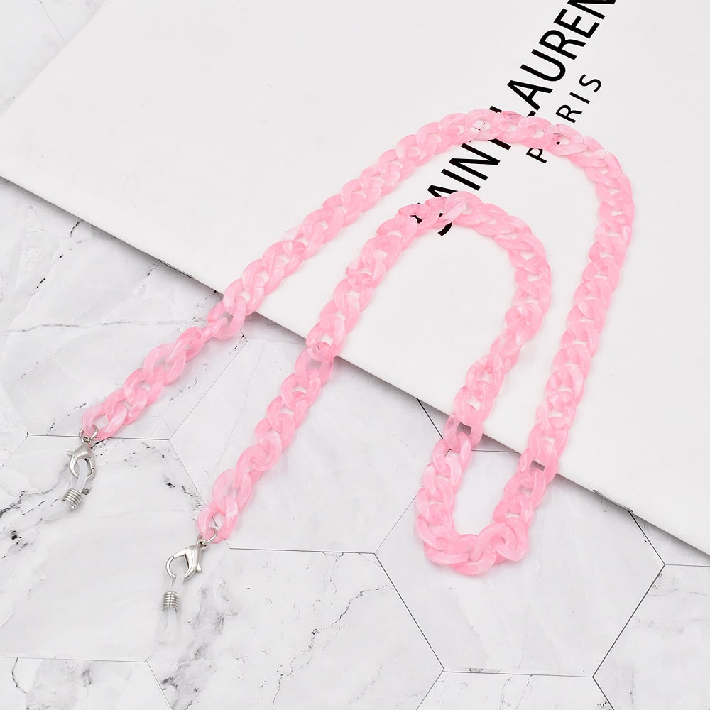 chaine lunette écaille rose