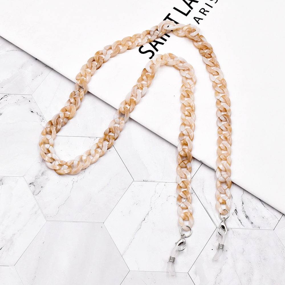 chaine lunette écaille beige