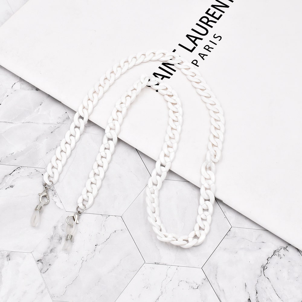 chaine lunette écaille blanc