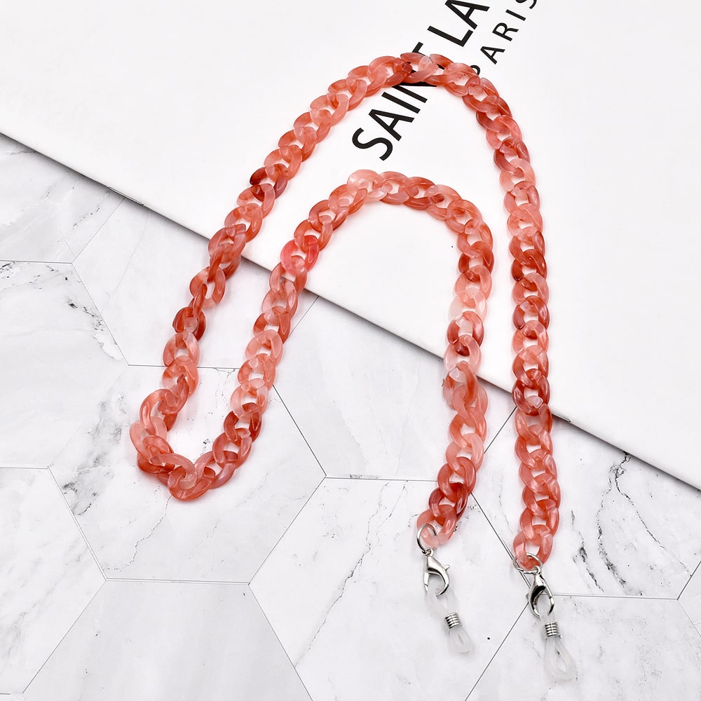 chaine lunette écaille rouge clair