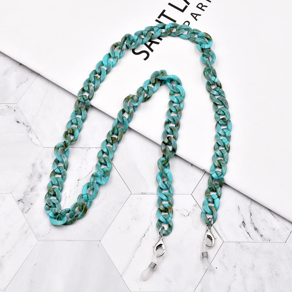 chaine lunette écaille bleu turquoise