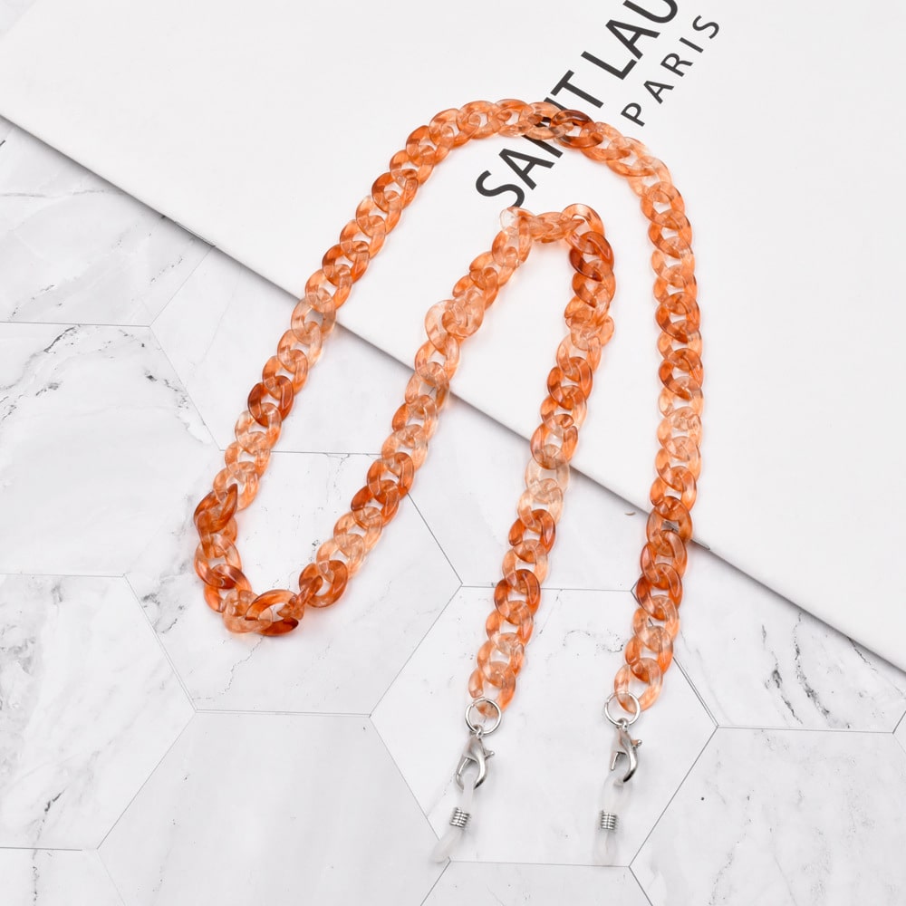 chaine lunette écaille orange
