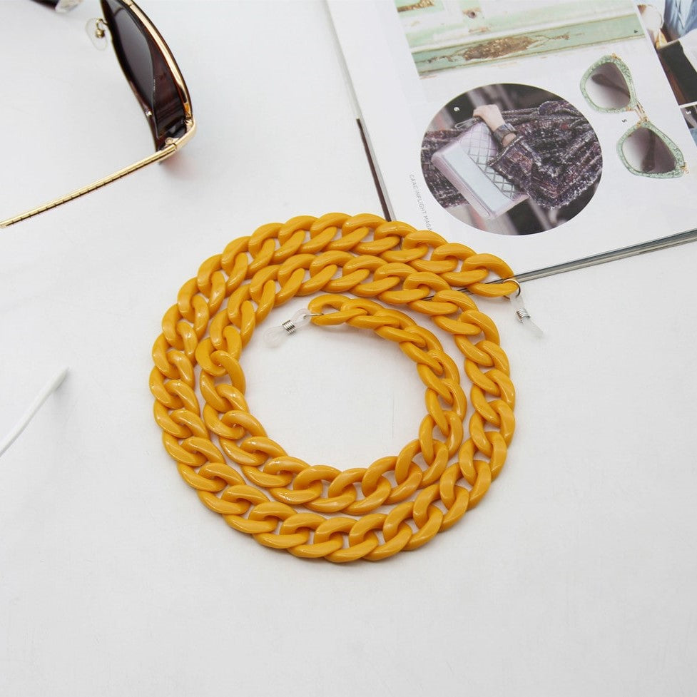 Chaine lunette femme gros maillon orange