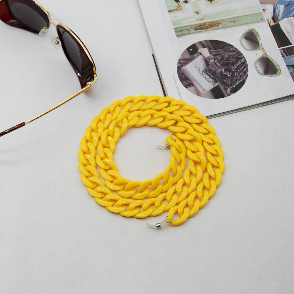 Chaine lunette femme gros maillon jaune