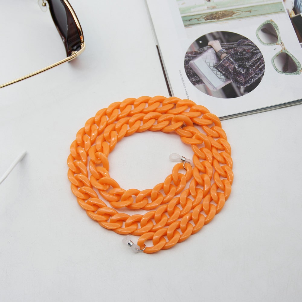 Chaine lunette femme gros maillon orange