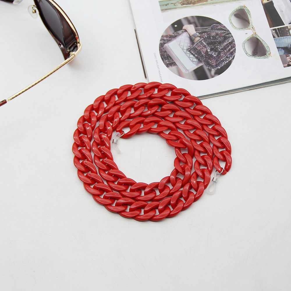 Chaine lunette femme gros maillon rouge