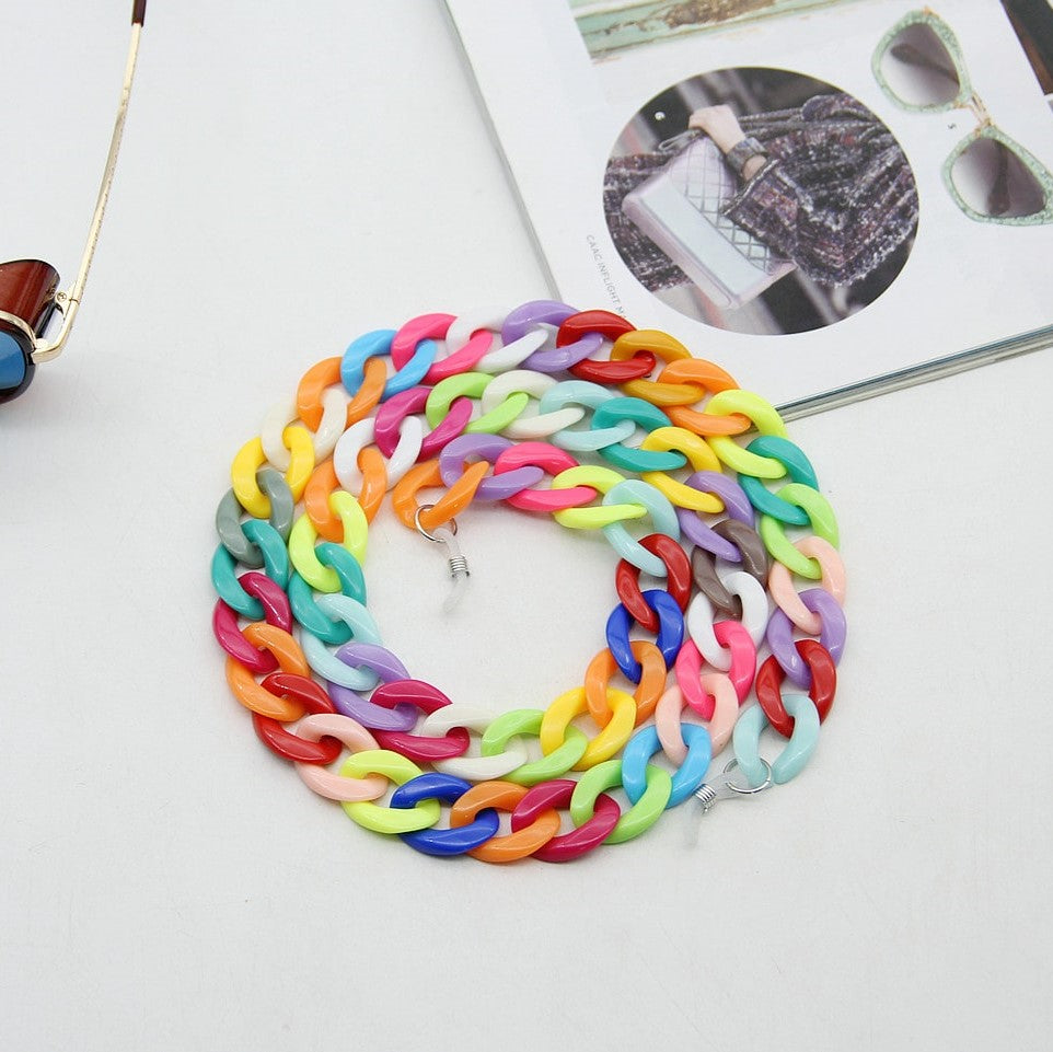 Chaine lunette femme gros maillon multicolore