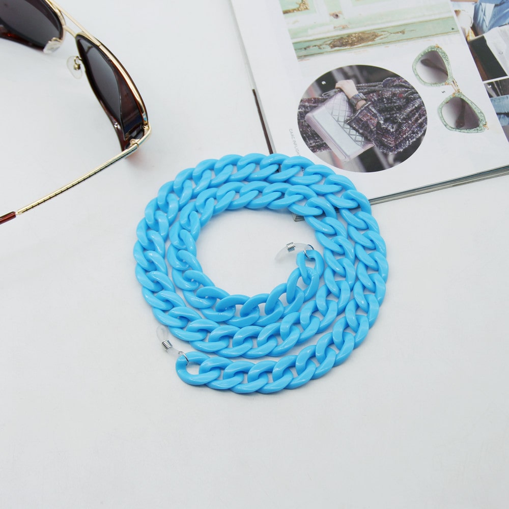 Chaine lunette femme gros maillon bleu