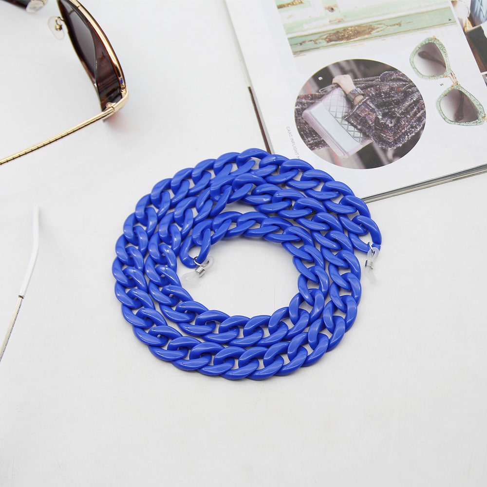Chaine lunette femme gros maillon bleu marine