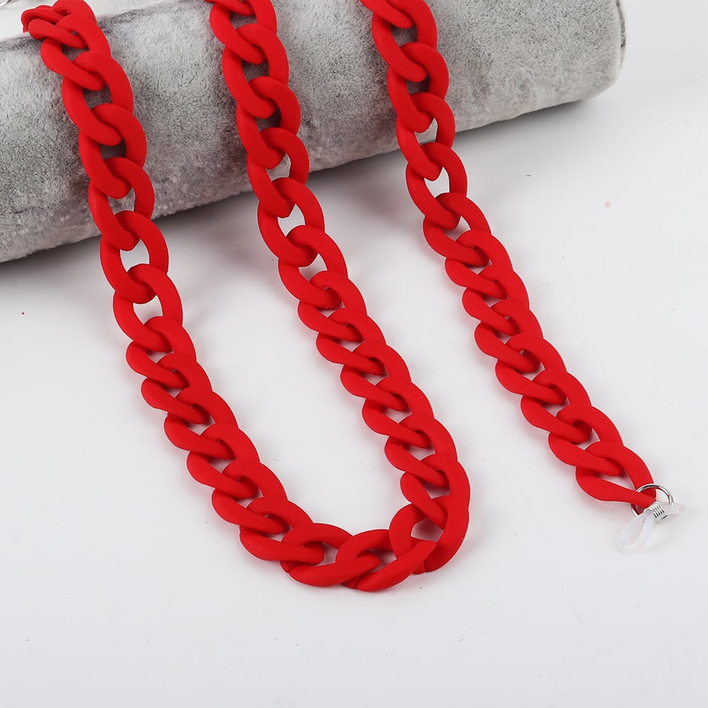 chaine gros maillon pour lunettes rouge