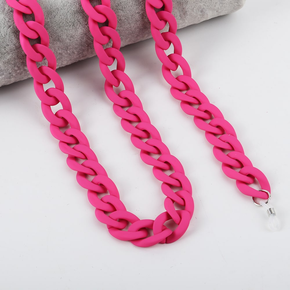 chaine gros maillon pour lunettes rose fushia