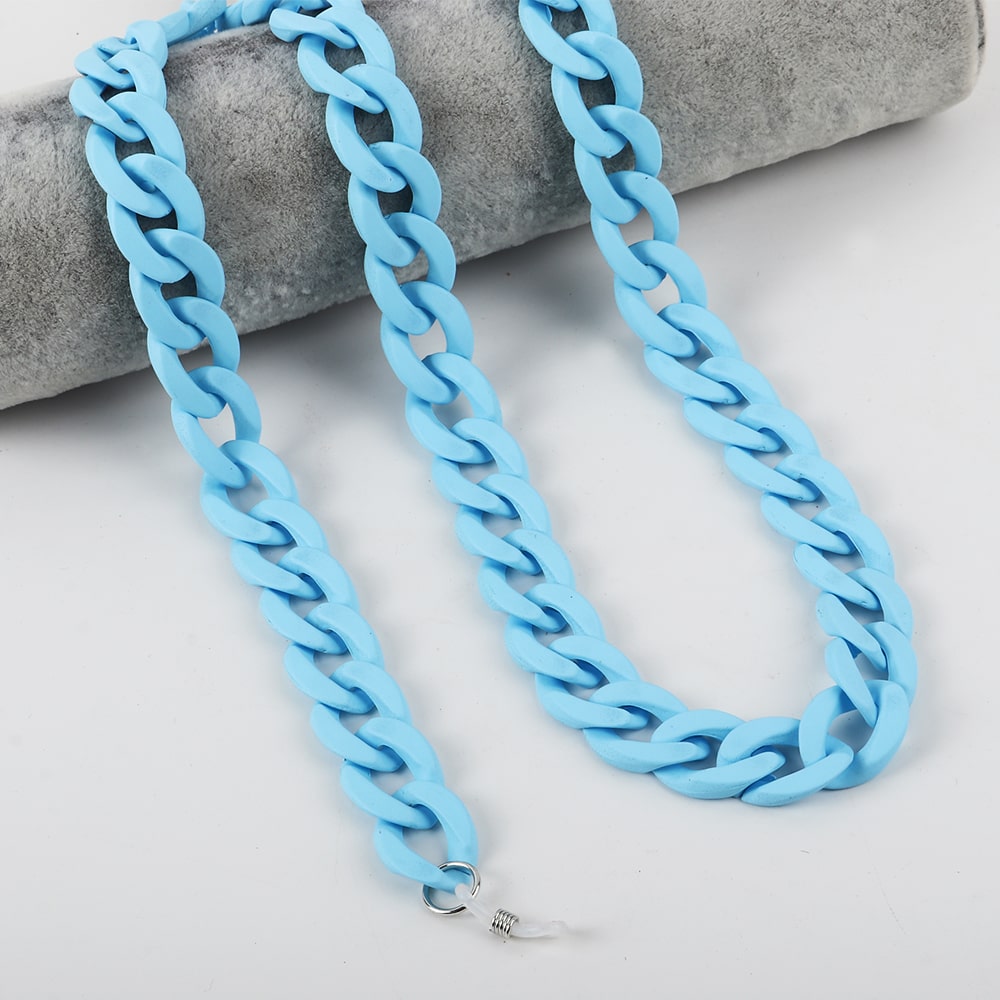 chaine gros maillon pour lunettes bleu ciel