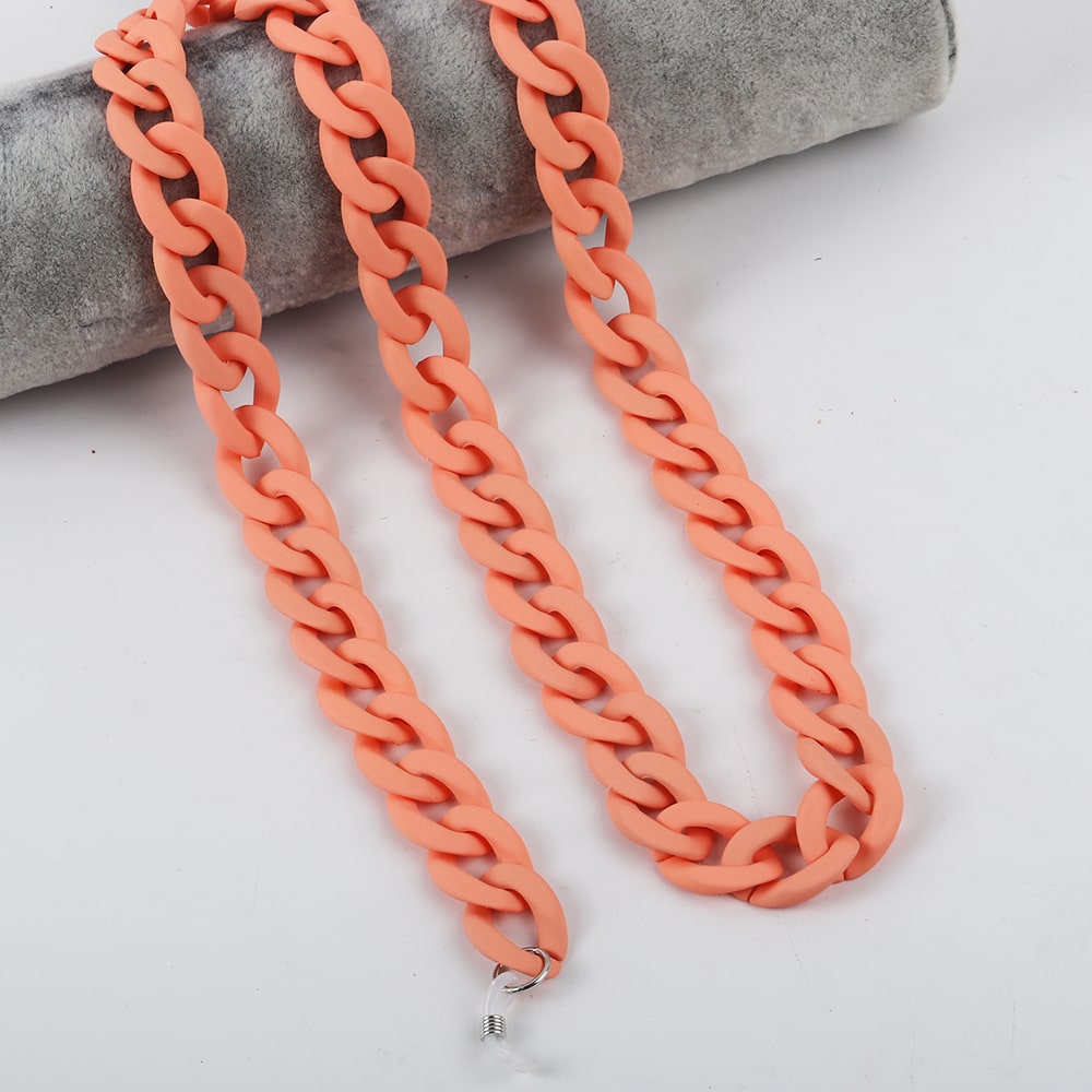chaine gros maillon pour lunettes orange saumon