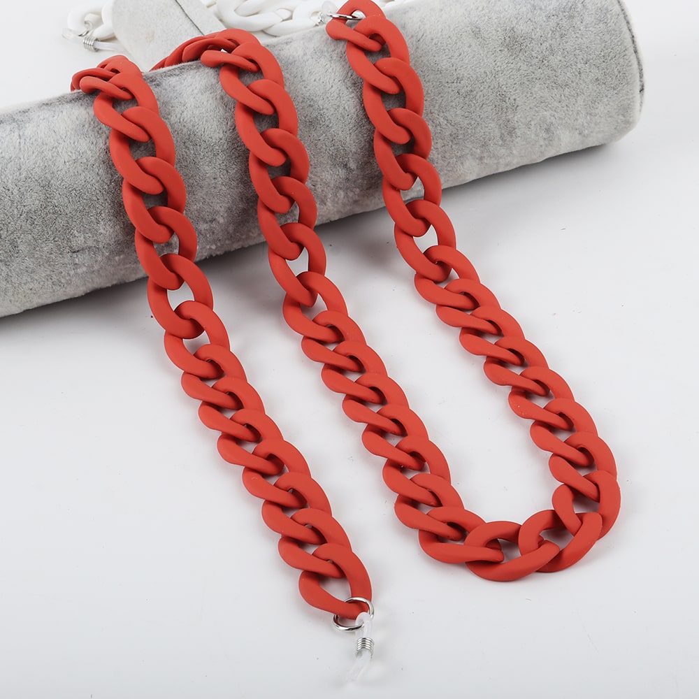 chaine gros maillon pour lunettes rouge