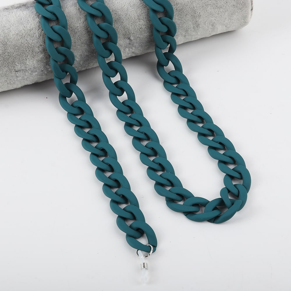 chaine gros maillon pour lunettes bleu canard