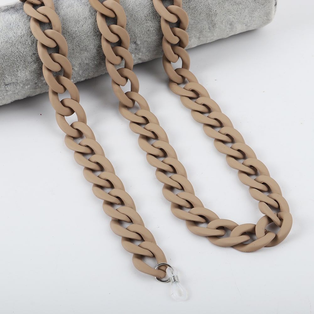 chaine gros maillon pour lunettes marron clair