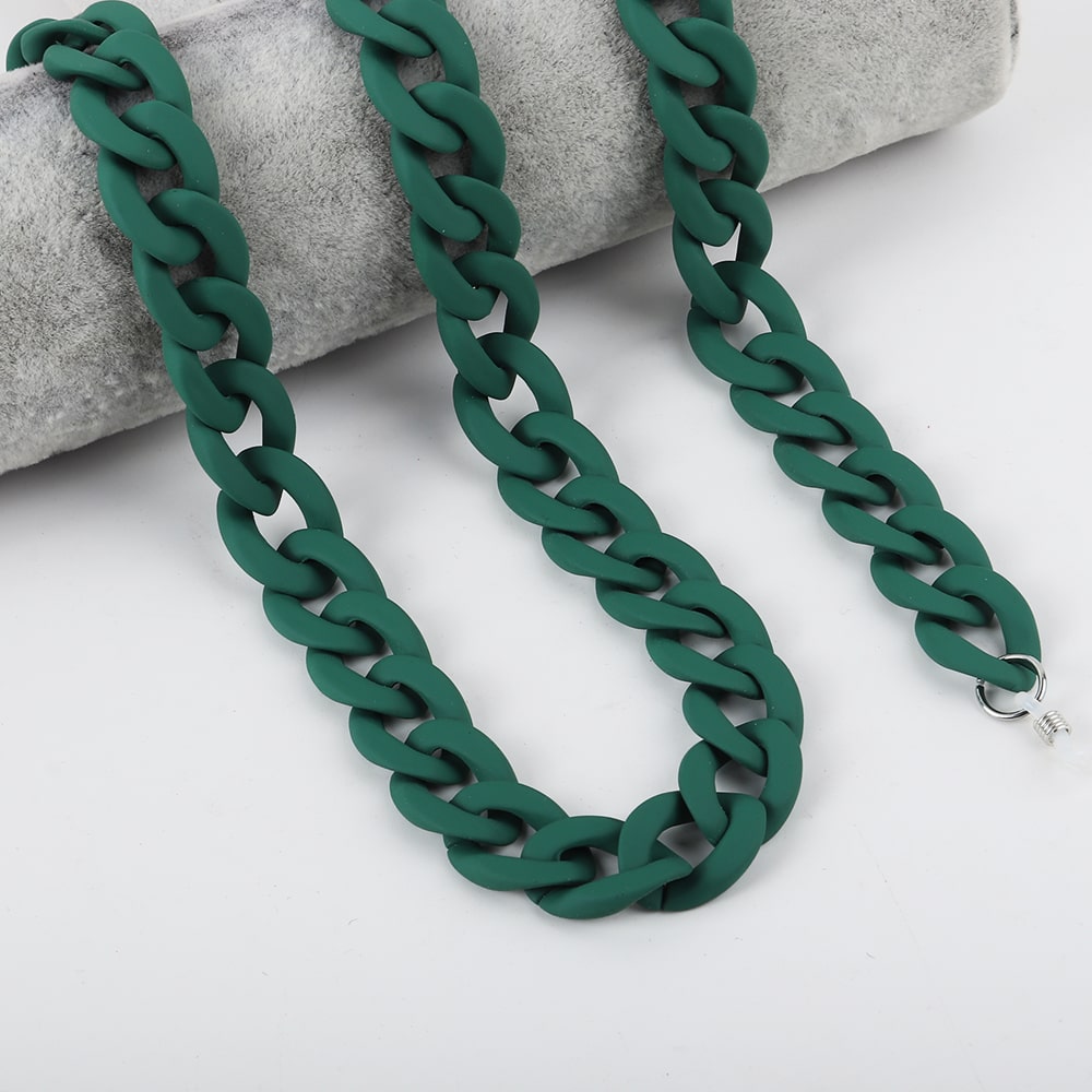chaine gros maillon pour lunettes vert bouteille