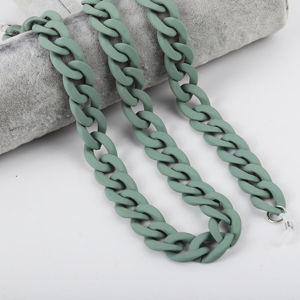 chaine gros maillon pour lunettes vert sauge