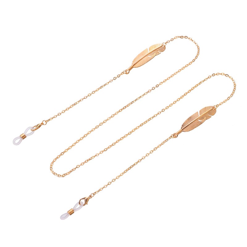 chaine lunette collier plume rose gold