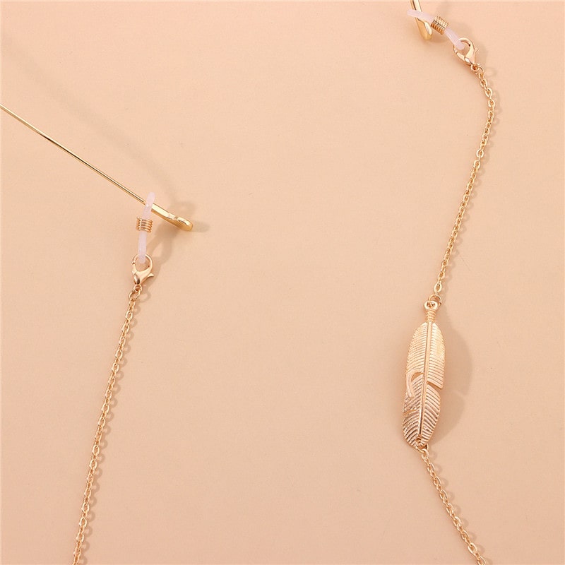 chaine lunette collier plume