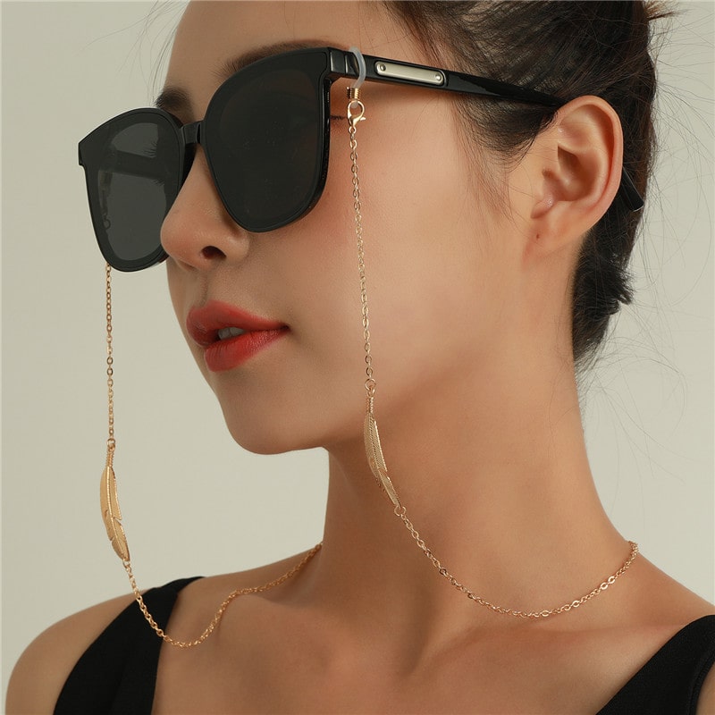 chaine lunette collier signe plume