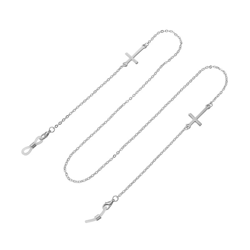 chaine lunette collier argent croix