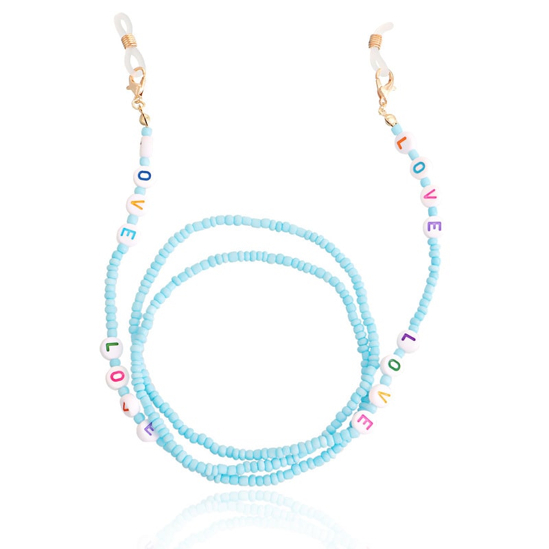 chaine lunette fantaisie love bleu