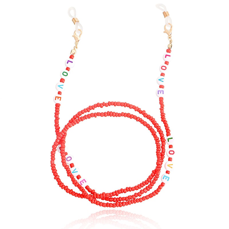 chaine lunette fantaisie love rouge