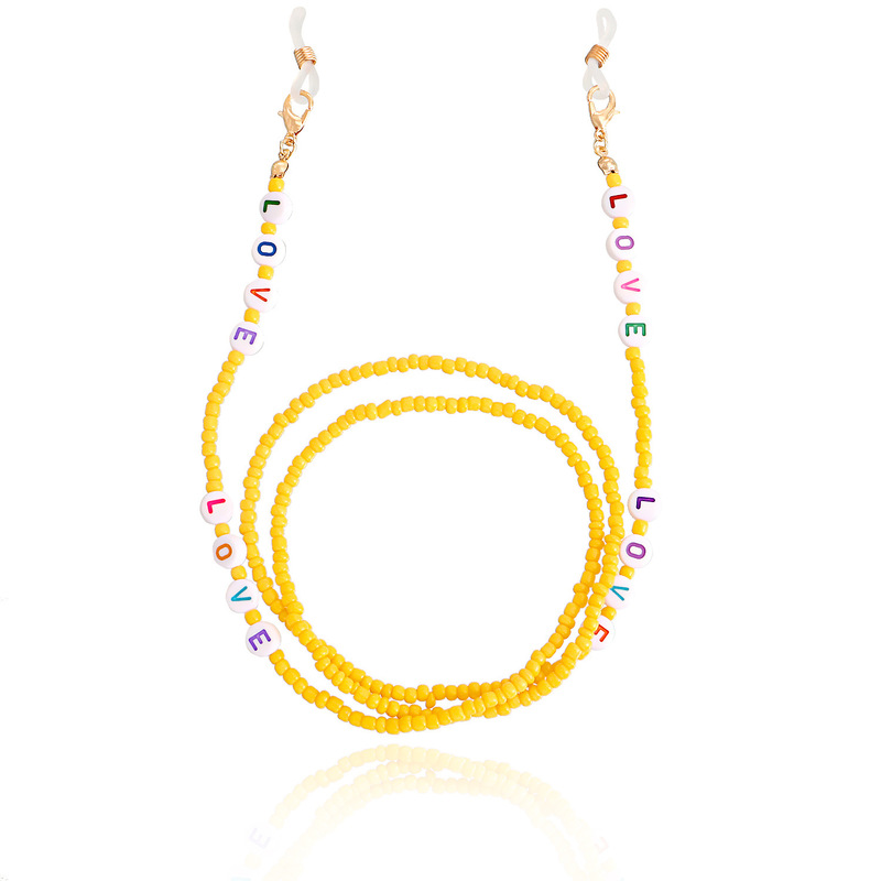 chaine lunette fantaisie love jaune