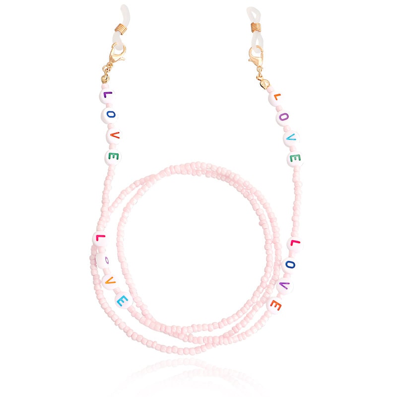 chaine lunette fantaisie love rose