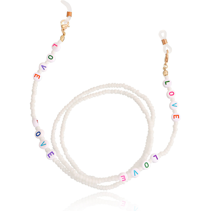 chaine lunette fantaisie love blanc