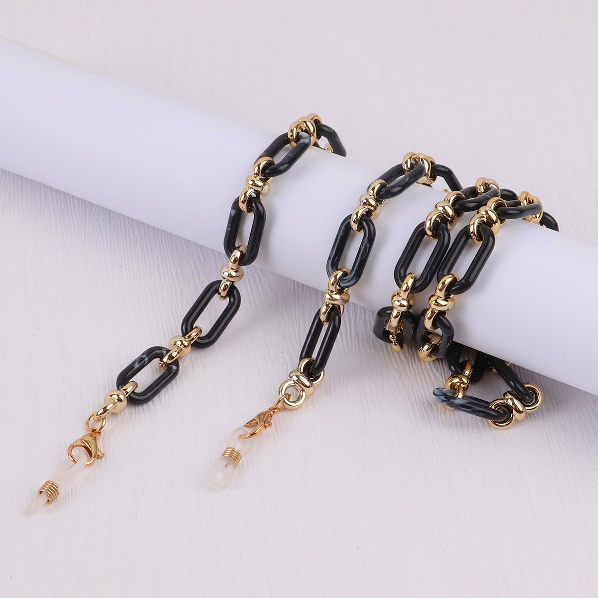 chaine lunette grosse maille noir