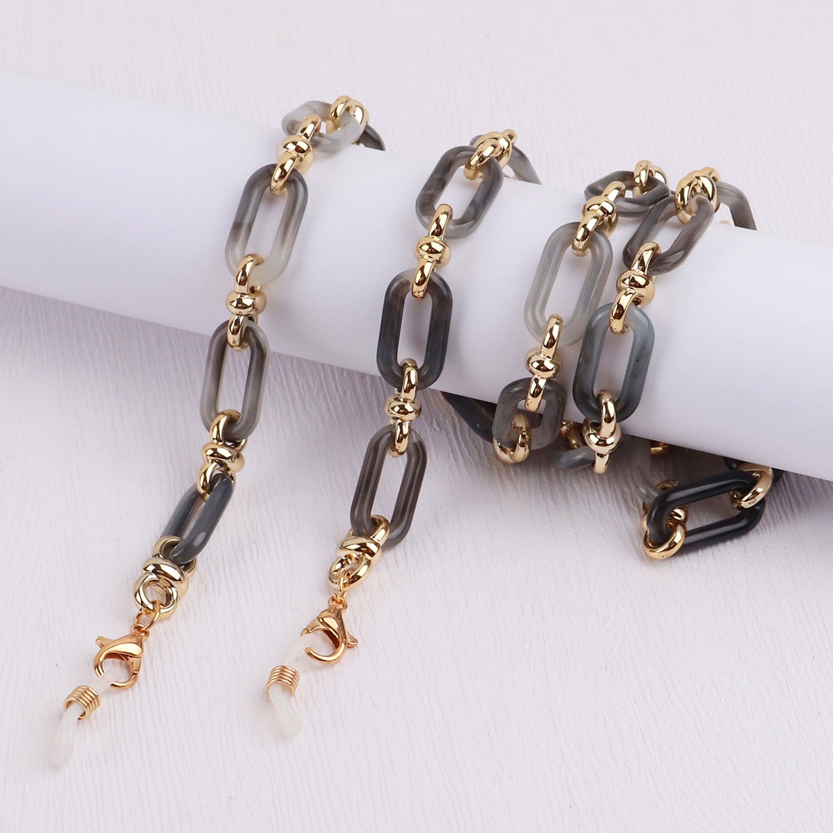 chaine lunette grosse maille gris