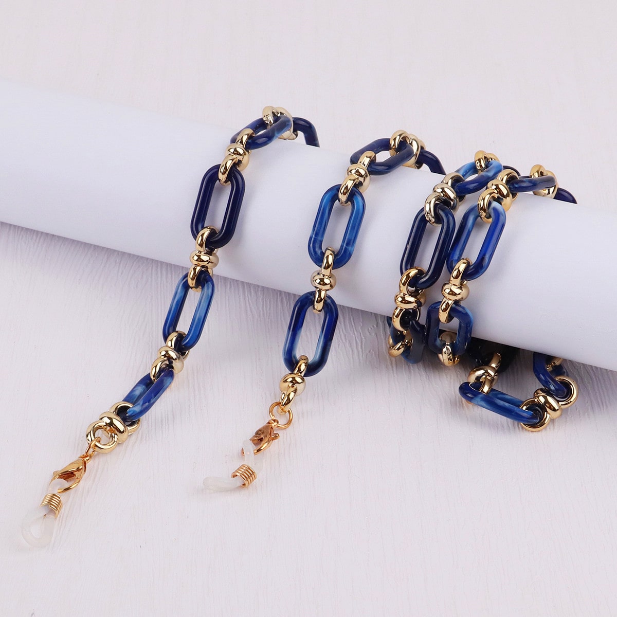 chaine lunette grosse maille bleu marine
