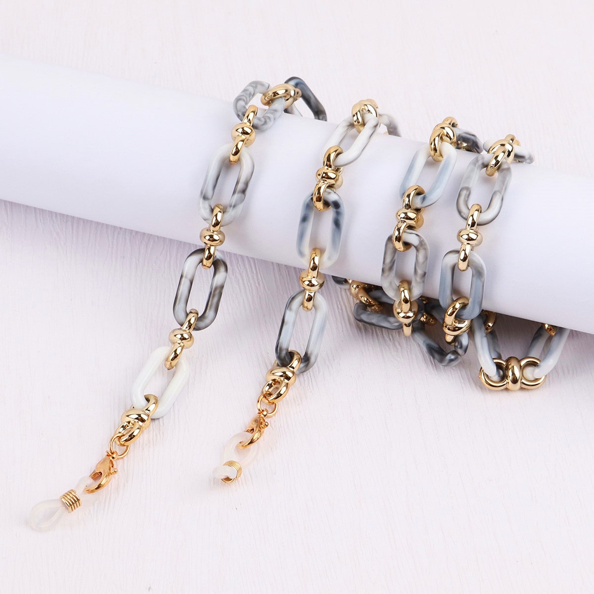 chaine lunette grosse maille marbre