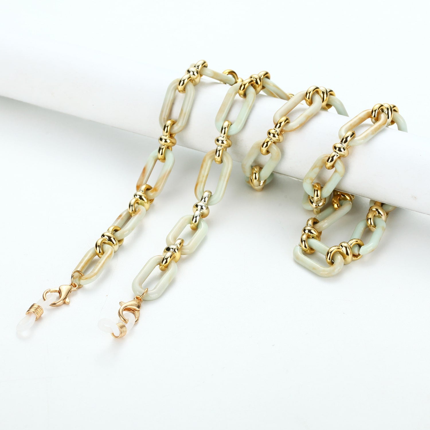 chaine lunette grosse maille beige