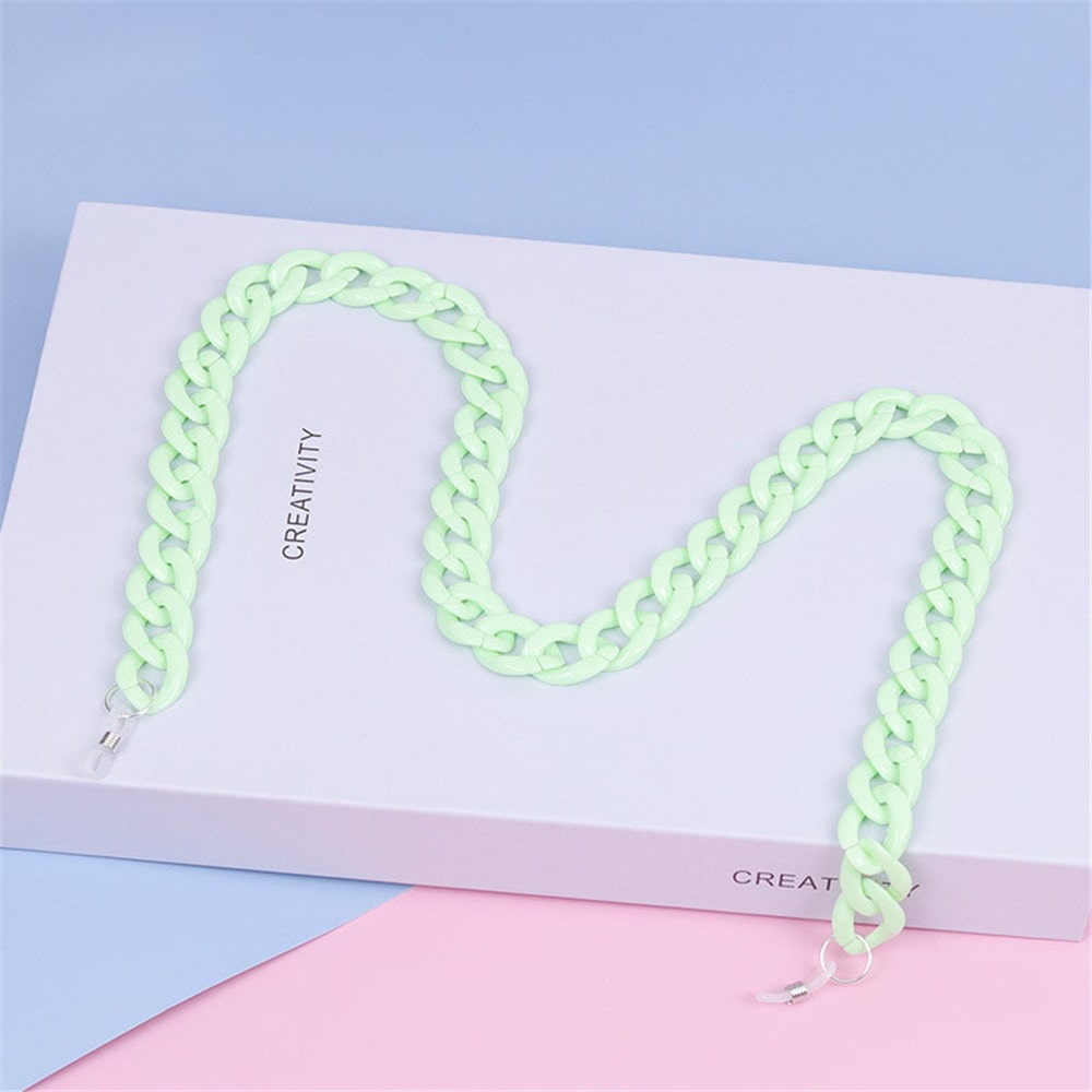 chaine lunette plastique vert pastel