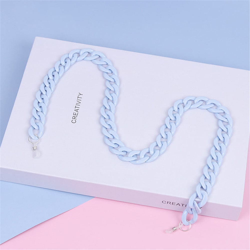 chaine lunette plastique bleu ciel