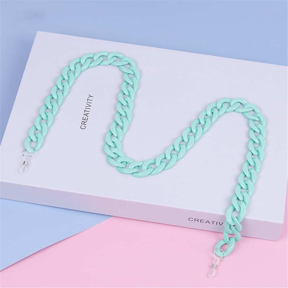 chaine lunette plastique bleu turquoise