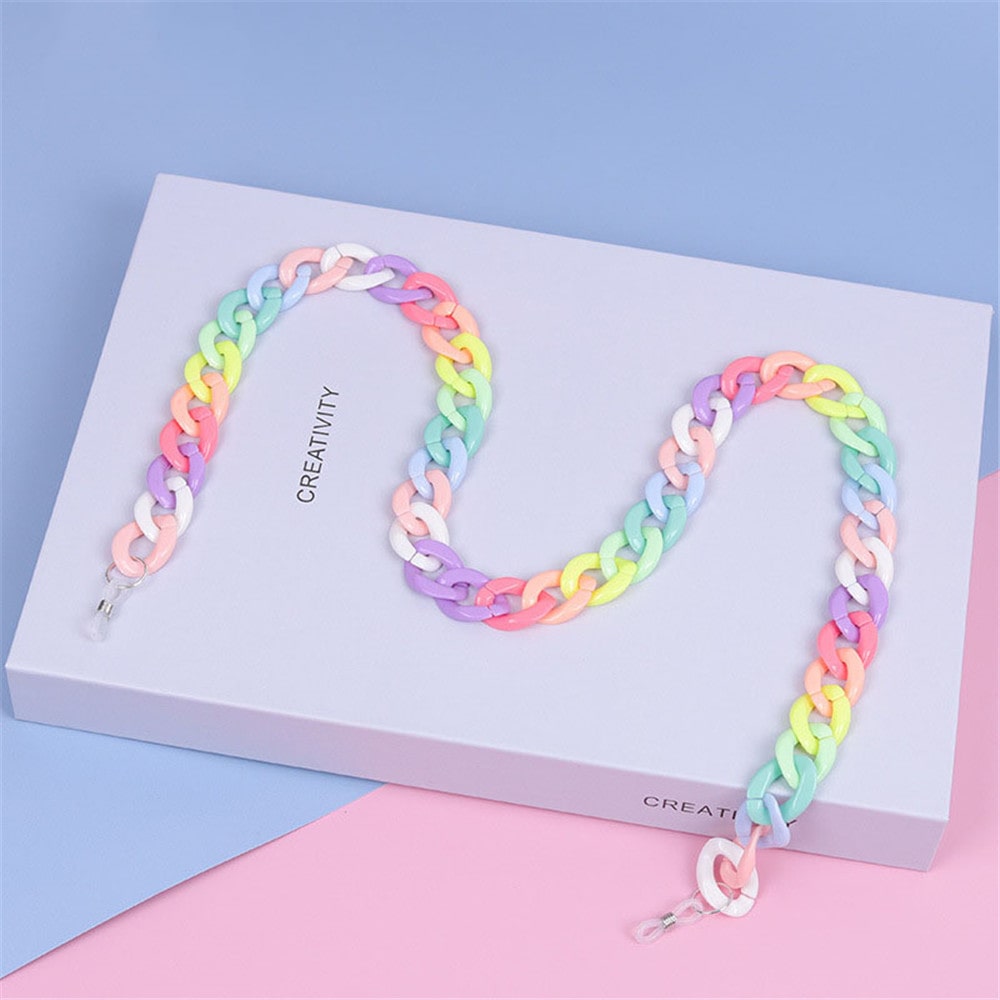 chaine lunette plastique multicolore