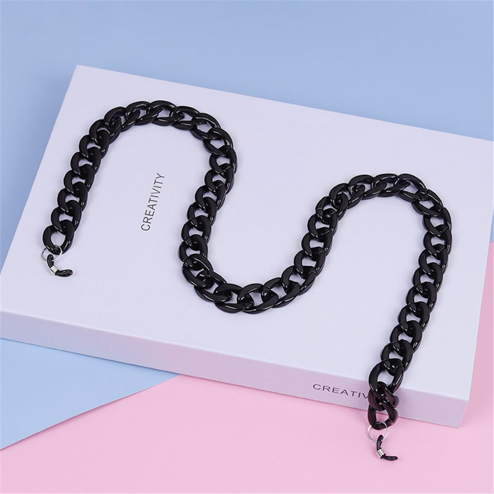 chaine lunette plastique noir