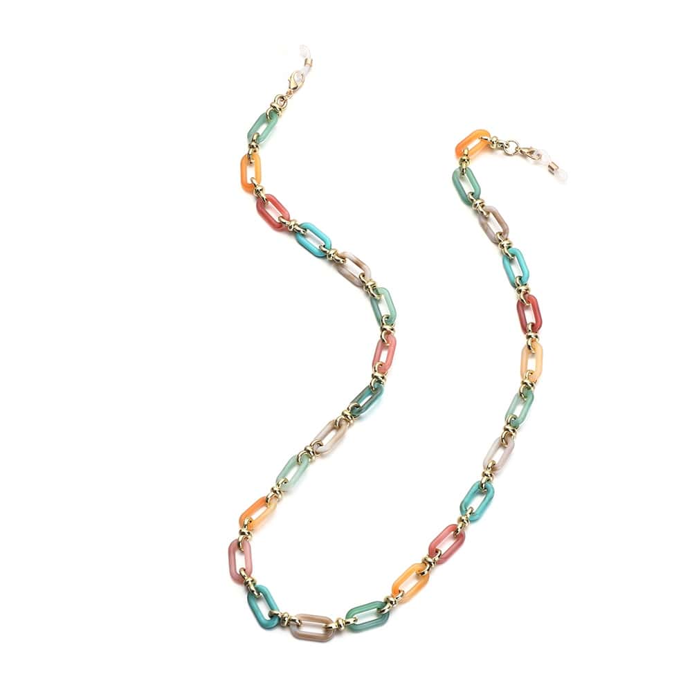 chaine lunette vintage multicolore